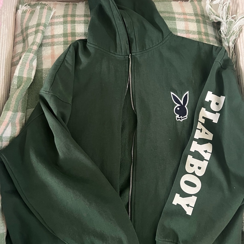 pretty Little Thing Playboy Green Hoodie Jacket